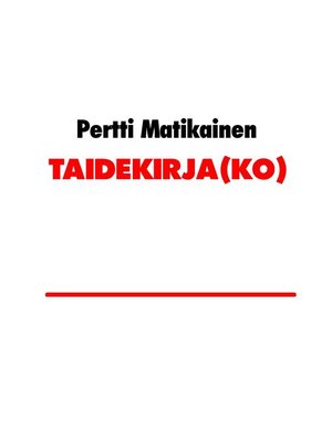 cover image of TAIDEKIRJA(KO)